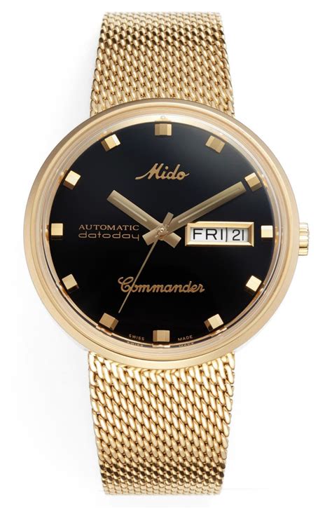 MIDO Commander Automatic Mesh Strap Watch, 37mm | Nordstrom