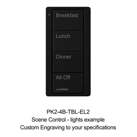 Lutron Pico Scene Custom Keypad in Black- PK2-4B-TBL-EL2: 4-button with Custom Engraving (lights ...