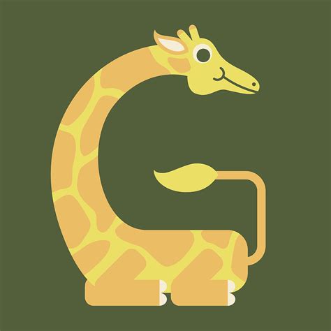 Letter G - Animal Alphabet - Giraffe Monogram Digital Art by Jen ...