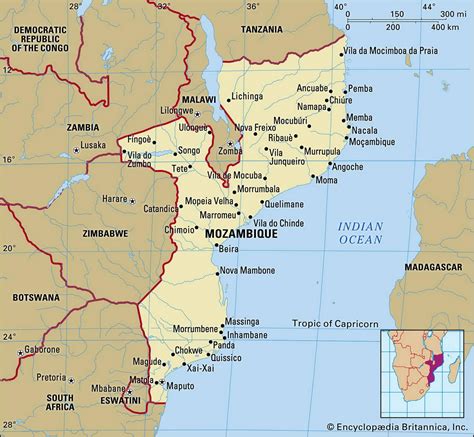 Map of Mozambique and geographical facts - World atlas