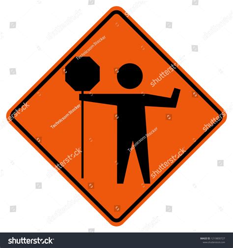 Flaggers Road Ahead Warning Traffic Road Stock Vector (Royalty Free ...