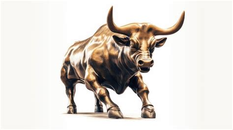 Premium AI Image | A bull statue is shown in a white background.