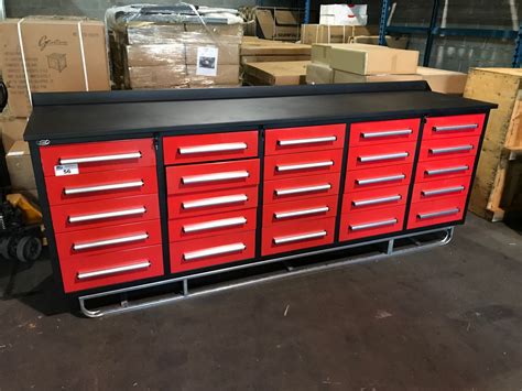 2020 RED STEELMAN 10FT WORK BENCH WITH 25 DRAWERS, 113W X 29 X39"H ...