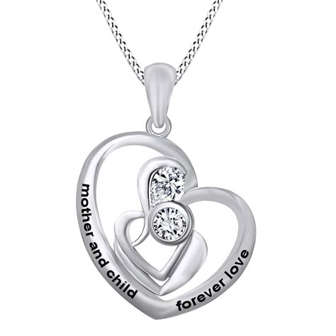 Jewel Zone US - Mother's Day Jewelry Gifts Personalized Engrave White Cubic Zirconia Mom Child ...