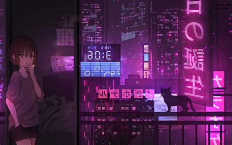 1680x1050 Anime Girl City Night Neon Cyberpunk 4k Wallpaper,1680x1050 Resolution HD 4k ...