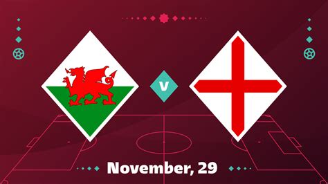 wales vs England match. Football 2022 world championship match versus teams on soccer field ...