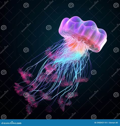 Oceanic Abyss Tentacled Creatures Floating. AI Stock Illustration ...