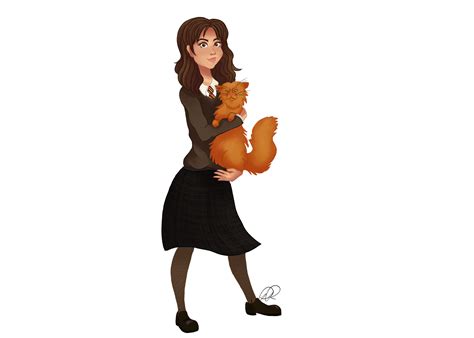 Hermione And Crookshanks by Daelynsdoodles on DeviantArt