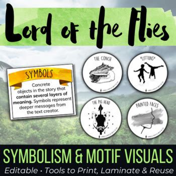 Lord of the Flies Symbolism Visuals for the conch, Piggy's glasses, the fire