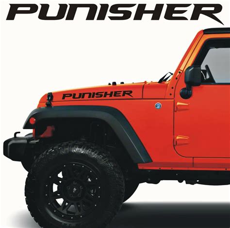 PUNISHER HOOD DECALS FITS JEEP WRANGLER / RENEGADE TJ JK XJ YJ CJ *2 ...