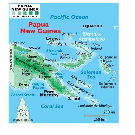 Papua New Guinea Large Color Map