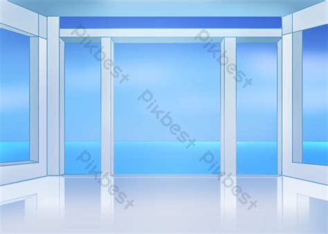 Empty Room Background Cartoon Style Blue | PSD Free Download - Pikbest