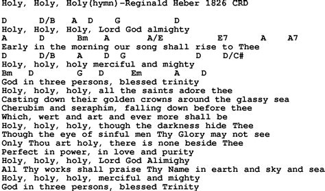 Gospel Song: Holy, Holy, Holy(Hymn)-Reginald Heber 1826, lyrics and chords.