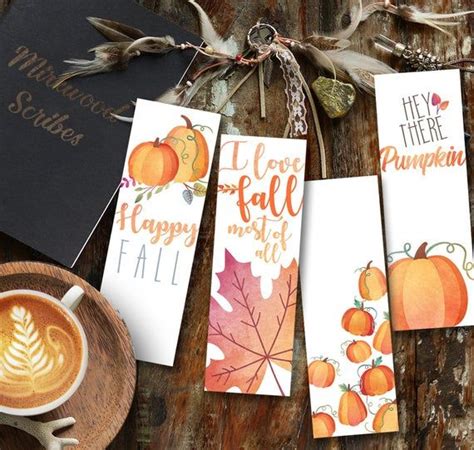 Happy Fall Bookmark Pumpkins Autumn Floral Bookmarks | Etsy | Autumn bookmark, Watercolor ...