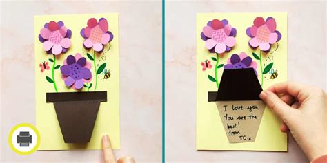 Mothers Day Flower Pot Card - Mothers Day Card Craft