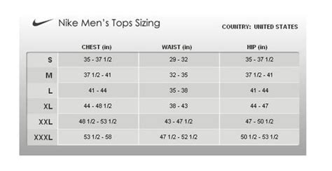 Nike Jacket Size Chart