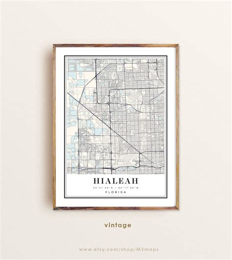 Hialeah Florida Map, Hialeah FL Map, Hialeah City Map, Hialeah Print, Hialeah Poster, Hialeah ...