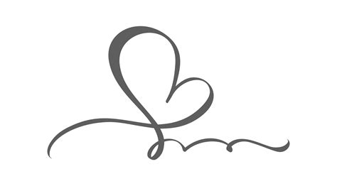 Hand drawn Heart love sign. Romantic calligraphy vector illustration. Concepn icon symbol for t ...