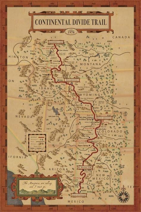 Continental Divide Trail Map Old Maps, Antique Maps, Vintage World Maps, Hiking Trail Maps ...