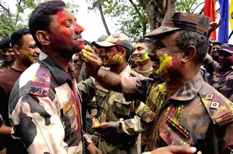 India-Bangladesh border guards celebrate Holi together