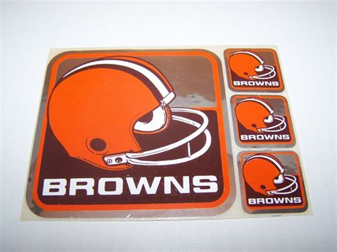 1960/70s CLEVELAND BROWNS VINTAGE STICKER NFL FOOTBALL 4 STICKER SET ...