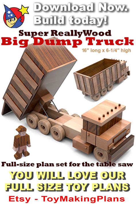 Wood Toy Plan Super ReallyWood Big Dump Truck PDF Download | Etsy in 2021 | Wood toys plans ...