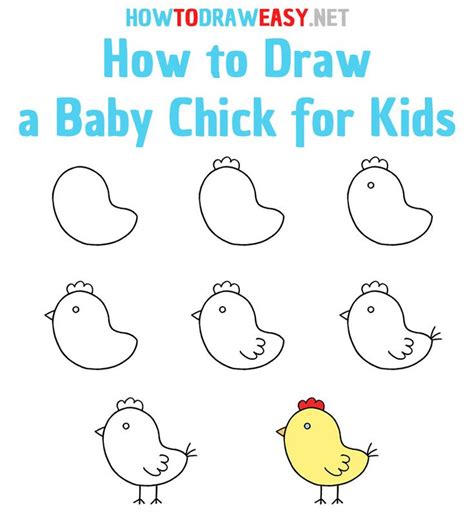 How to Draw a Baby Chick Step by Step | Drawing for kids, Toddler drawing, Baby drawing