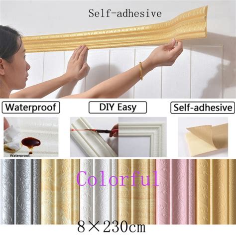 Topumt Roll Peel Stick Border Wall Decor Sticker Waterproof 3D Wall ...