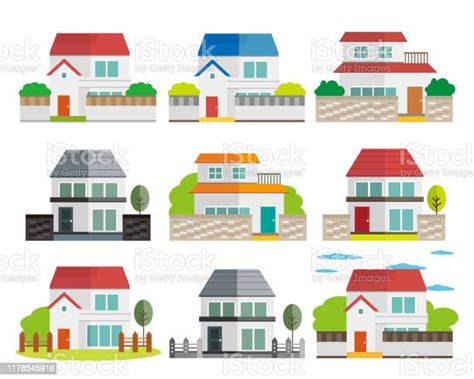 Illustration Of A Residence House Illustrationsimple Icon Set Stock ...