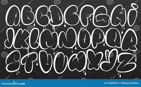 Graffiti Alphabet. Bubble Graffiti Letters Outline. White Uppercase Letters With Texture Effect ...