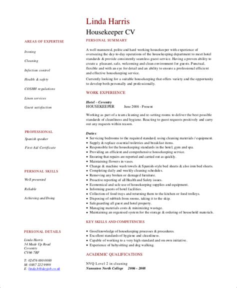 FREE 17+ Sample Housekeeping Resume Templates in MS Word | PDF