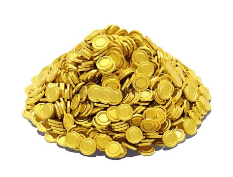 Isolated Pile of Gold Coins on a White Background Stock Illustration ...