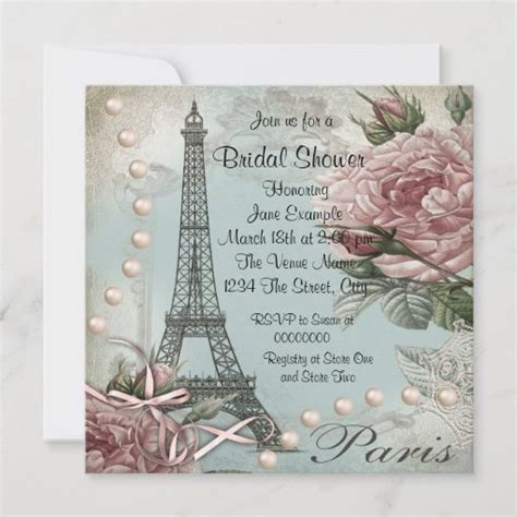 Vintage Pink Paris Bridal Shower Invitations | Zazzle