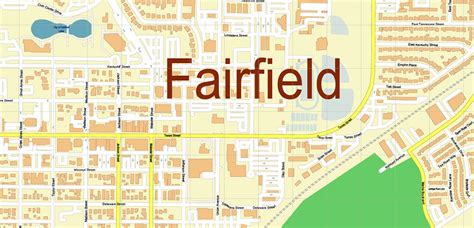 Fairfield California US Map Vector Extra High Detailed Street Map editable Adobe Illustrator in ...