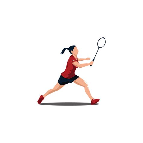 vector illustrations - women are playing badminton defense with receiving shuttlecock - flat ...