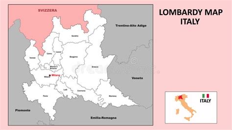 Lombardy Map. Political Map of Lombardy with Boundaries in White Color Stock Vector ...