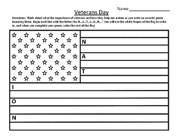 Veterans Day Activities Veterans Day Acrostic Poem Activity Veterans ...