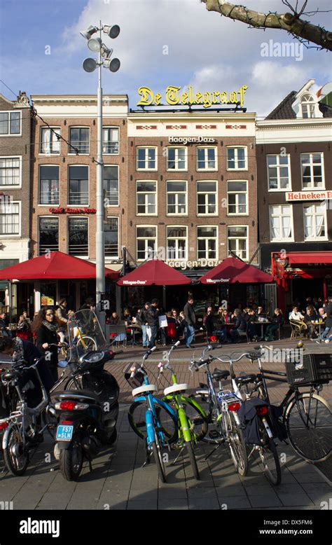 cafes restaurants bars rembrandt square amsterdam netherlands Stock Photo - Alamy