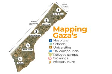 Mapping Gaza: Schools, hospitals, refugee camps and more | Infographic ...