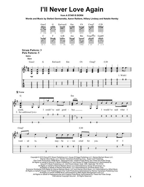 Lady Gaga I'll Never Love Again (from A Star Is Born) Sheet Music Notes, Chords in 2021 | Never ...