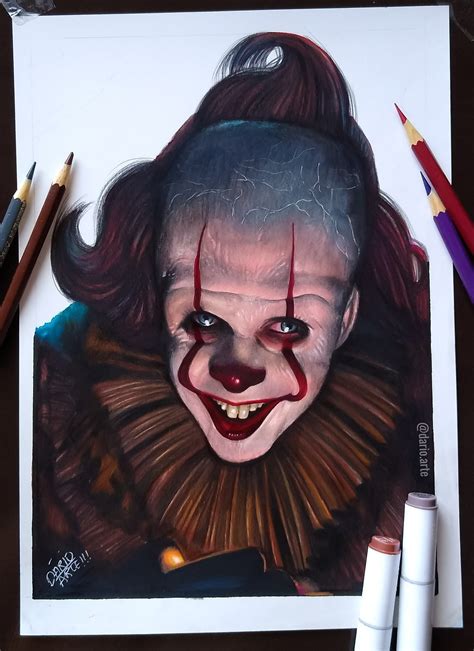 Handmade Pennywise Drawing With Colored Pencils Size A4 12x8 - Etsy Australia