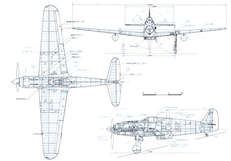 Kawasaki Ki-61 Hien Blueprint - Download free blueprint for 3D modeling