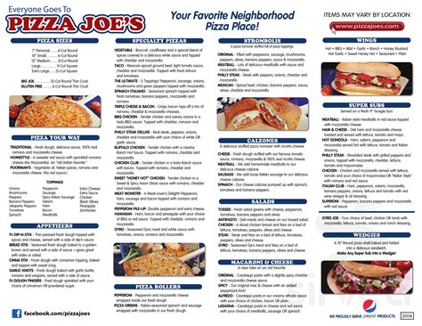 Menu for Pizza Joe's in Hermitage, PA | Sirved