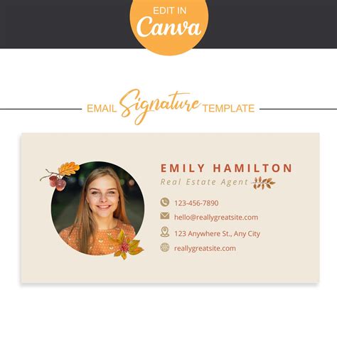 Email Signature Template Fall Leaves Editable Signature - Etsy