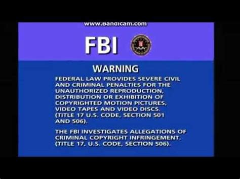 Sony FBI Warning Screen (1997-2000) - YouTube