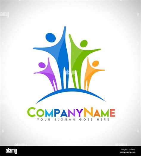 People Logo Design. Unity Logo design concept with business card template Stock Photo - Alamy