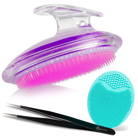 Exfoliating Brush For Razor Bumps and Ingrown Hair Treatment, Precision Tweezers, Silicone Face ...