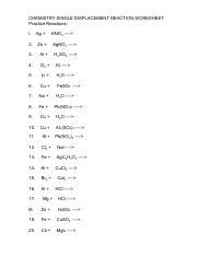 Chemistry Single Displacement Reactions: Practice Worksheet with ...