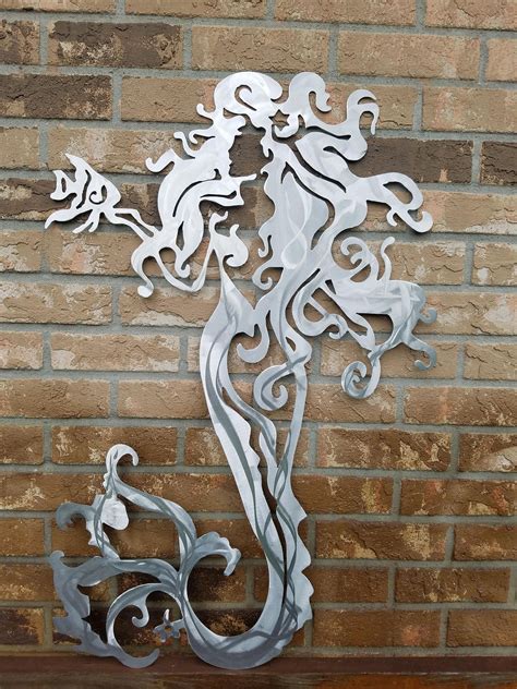 Mermaid Metal Wall Art, Aluminum Mermaid, Metal Mermaid, Fish Metal Art, Ocean Metal Art, Beach ...