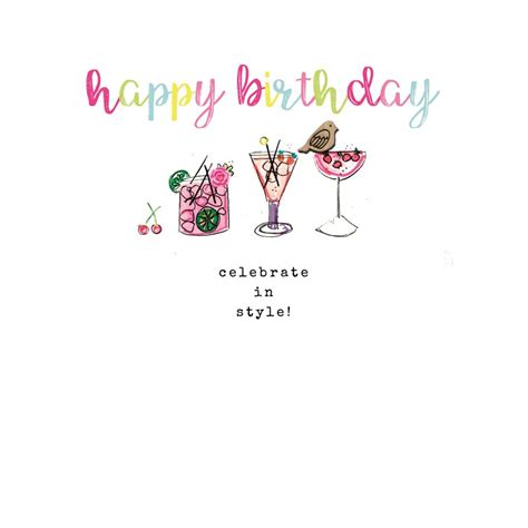 Cards » Happy Birthday Cocktails - Laura Sherratt Designs Ltd